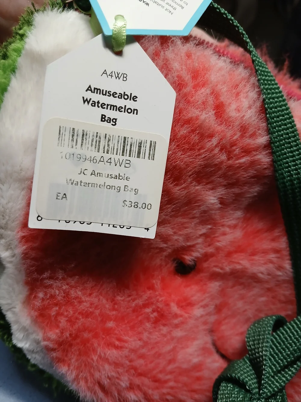 Jellycat Watermelon Plush Crossbody Bag in Red, Green & Brown
